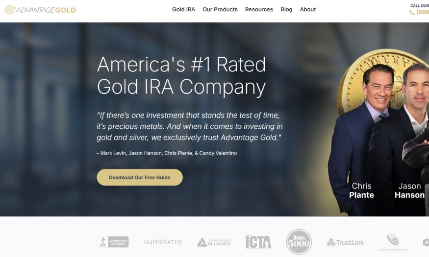 Advantage Gold website screen shot