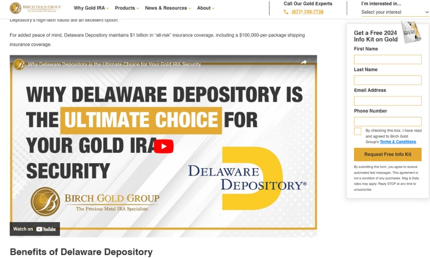 Delaware Depository secure storage birch gold group